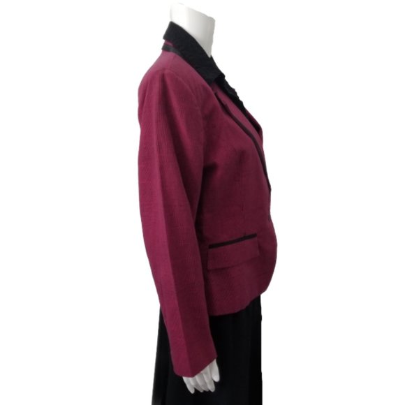 For Pete’s Sake Houndstooth Blazer Black Fuchsia Cotton Linen Womens Size Medium - Picture 4 of 6